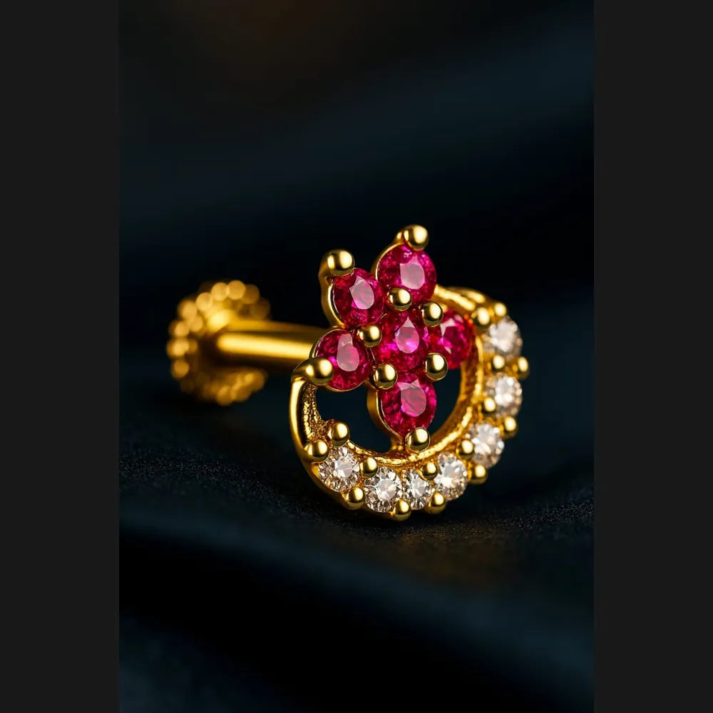 Premium gold-finished handmade nosepin for women
