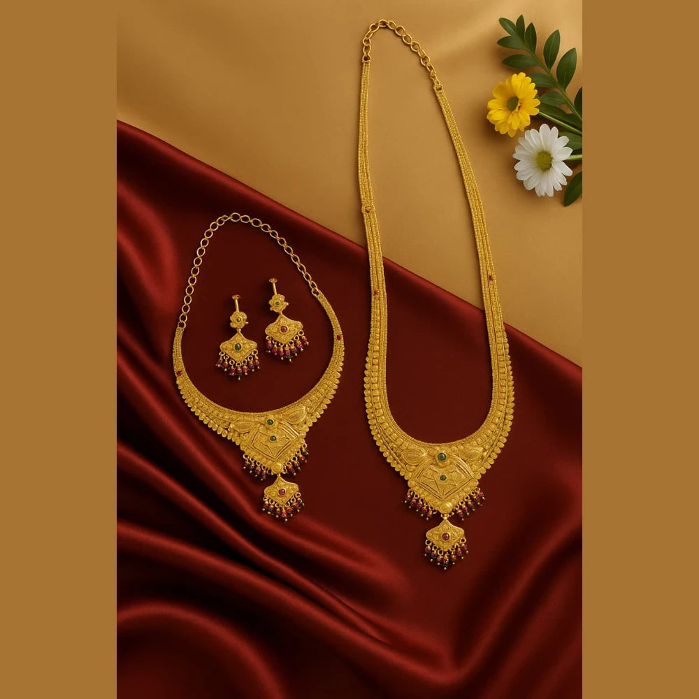 Product image of Royal Temple Style Gold Plated Bridal Necklace Set – image 2