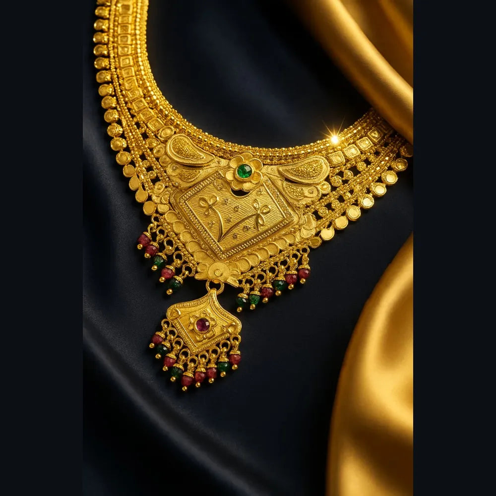 Product image of Royal Temple Style Gold Plated Bridal Necklace Set – image 3