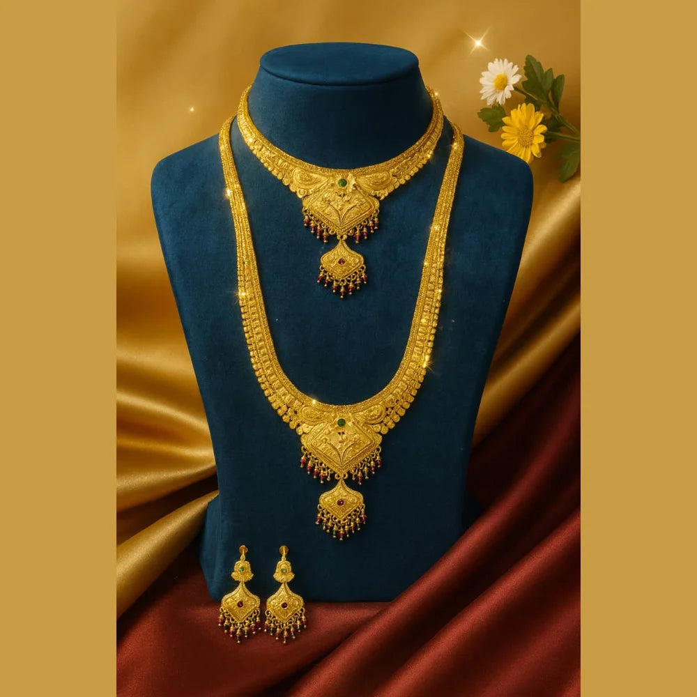 Product image of Royal Temple Style Gold Plated Bridal Necklace Set – image 4