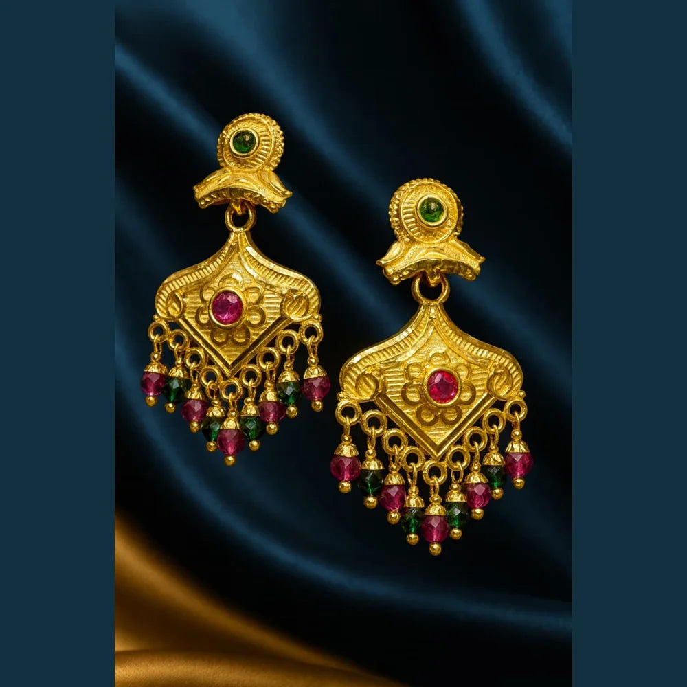 Product image of Royal Temple Style Gold Plated Bridal Necklace Set – image 7