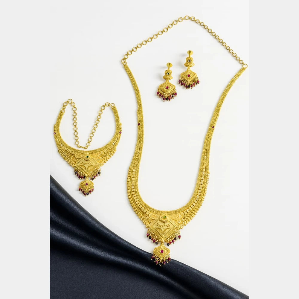 Product image of Royal Temple Style Gold Plated Bridal Necklace Set – image 9