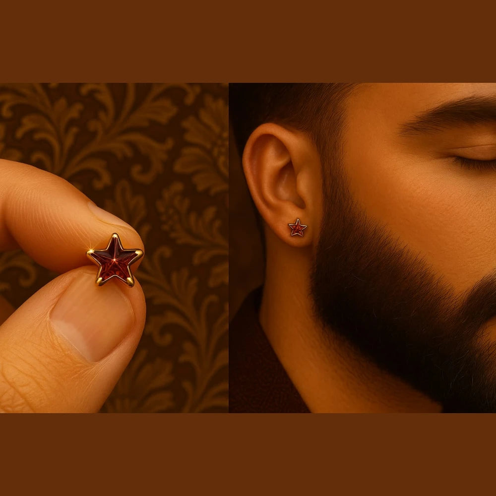 Red Star Shape Crystal Studs in Gold Plated Finish – Zhome