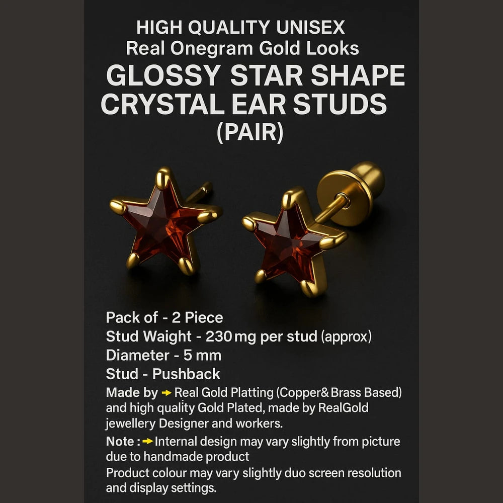 Elegant Female Wearing Star Shape Red Crystal Studs – Zhome