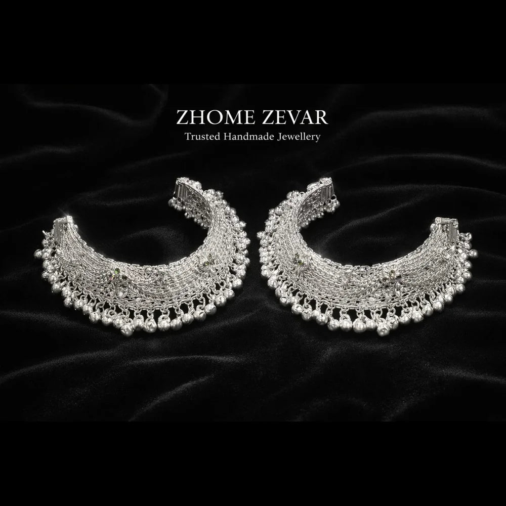 ZHome Heavy Bridal Payal (Pair) – 10ML Real Silver Plated, Premium Ghungroo Anklet for Women