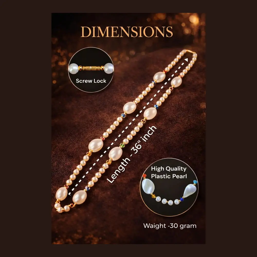 Elegant Multi-Color Plastic Pearl Long Chain – 36" Screw Lock