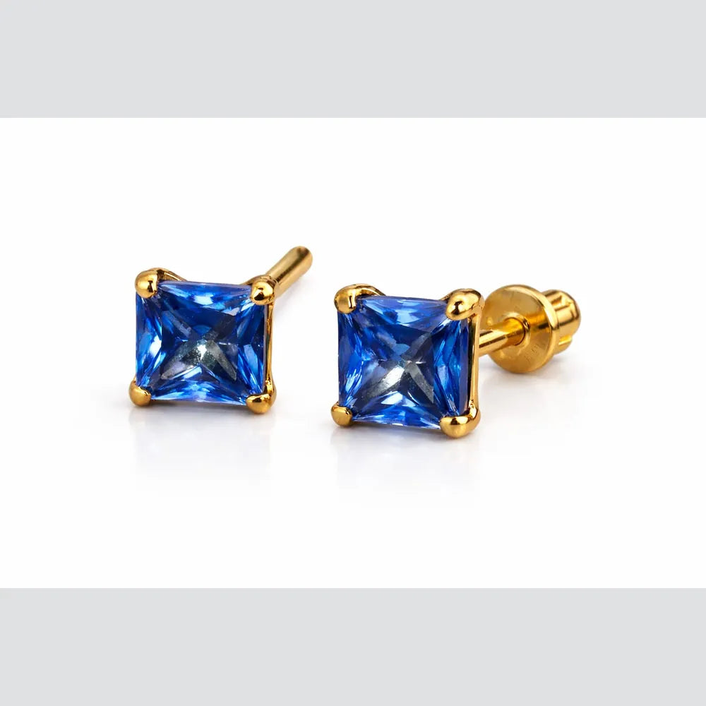 ZHome Blue Crystal Square Stud for Women & Girls | Gold Plated Stylish Daily Wear Earring