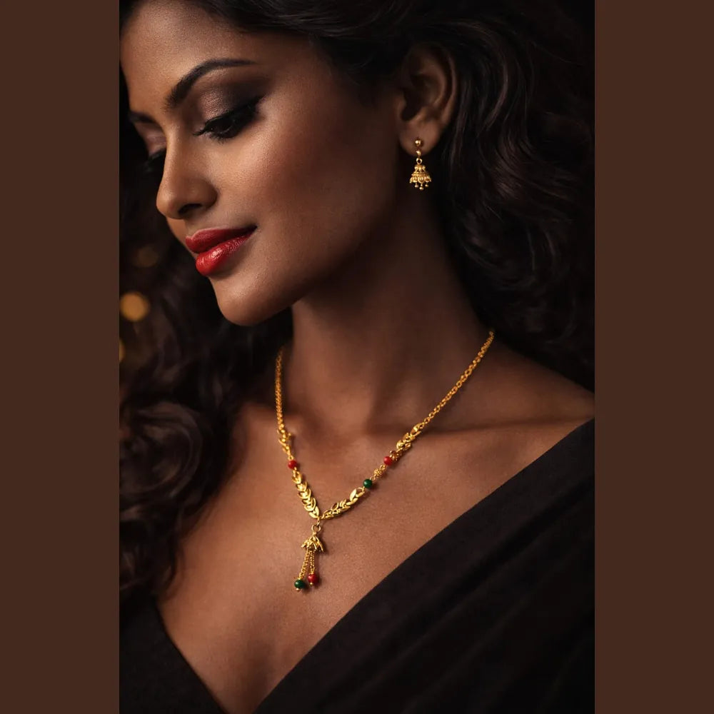 ZHome Gold Beaded Designer Necklace for Women – Elegant Daily Wear Jewelry