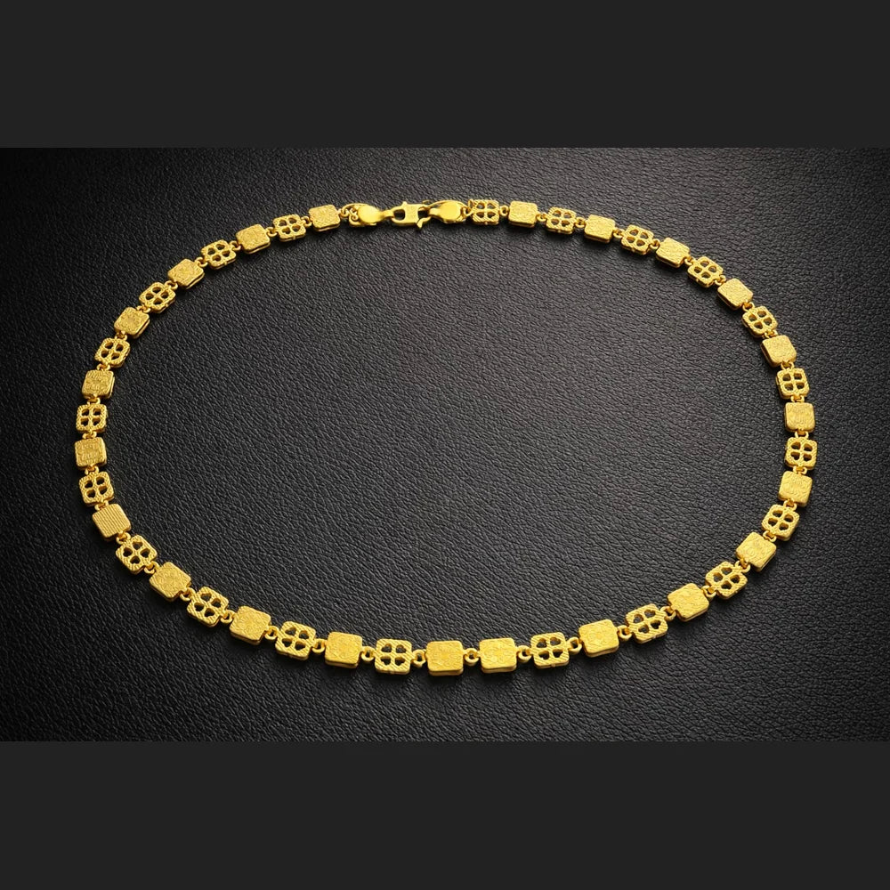 ZHome Clover Cut Gold Plated Necklace – 20 Inch Unisex Chain