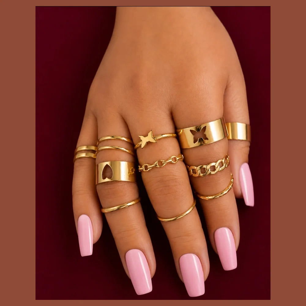 ZHome 11 Rings Combo for Women | Anti Tarnish Gold Ring Set ZHome 11 Rings Combo for Women | Anti Tarnish Gold Ring Set