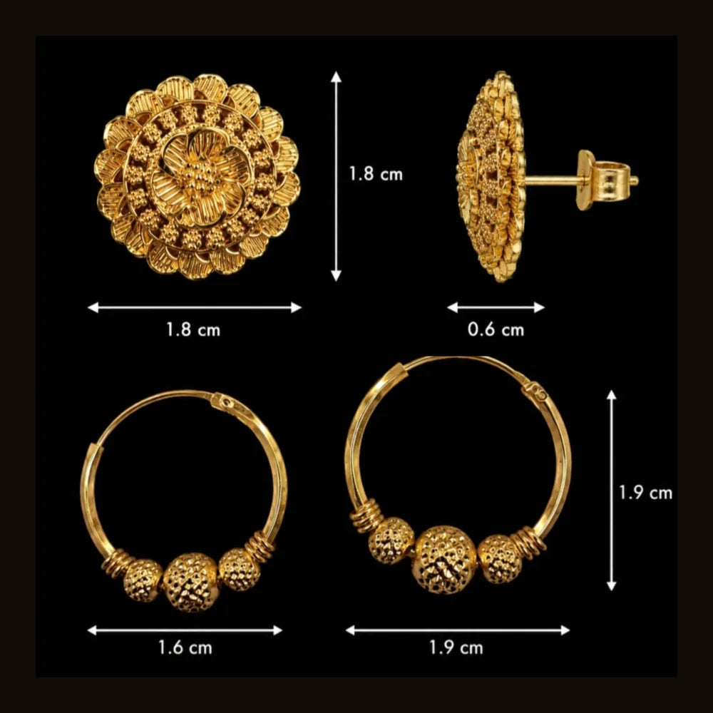 ZHome Gold Plated Earrings Combo for Women | 4 Piece Gold Look Earrings Set