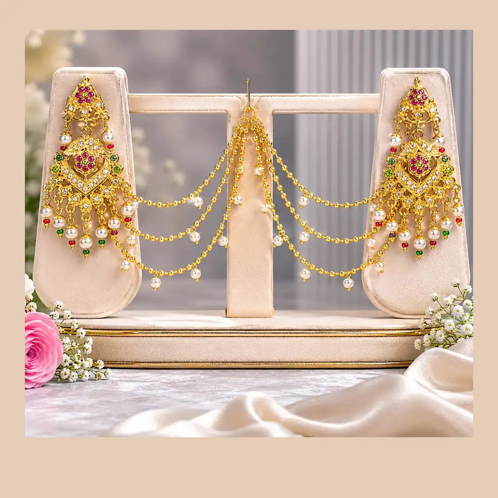 ZHome Royal Pearl Bridal Haar Set | Premium Wedding Jewellery for Women | ZHome