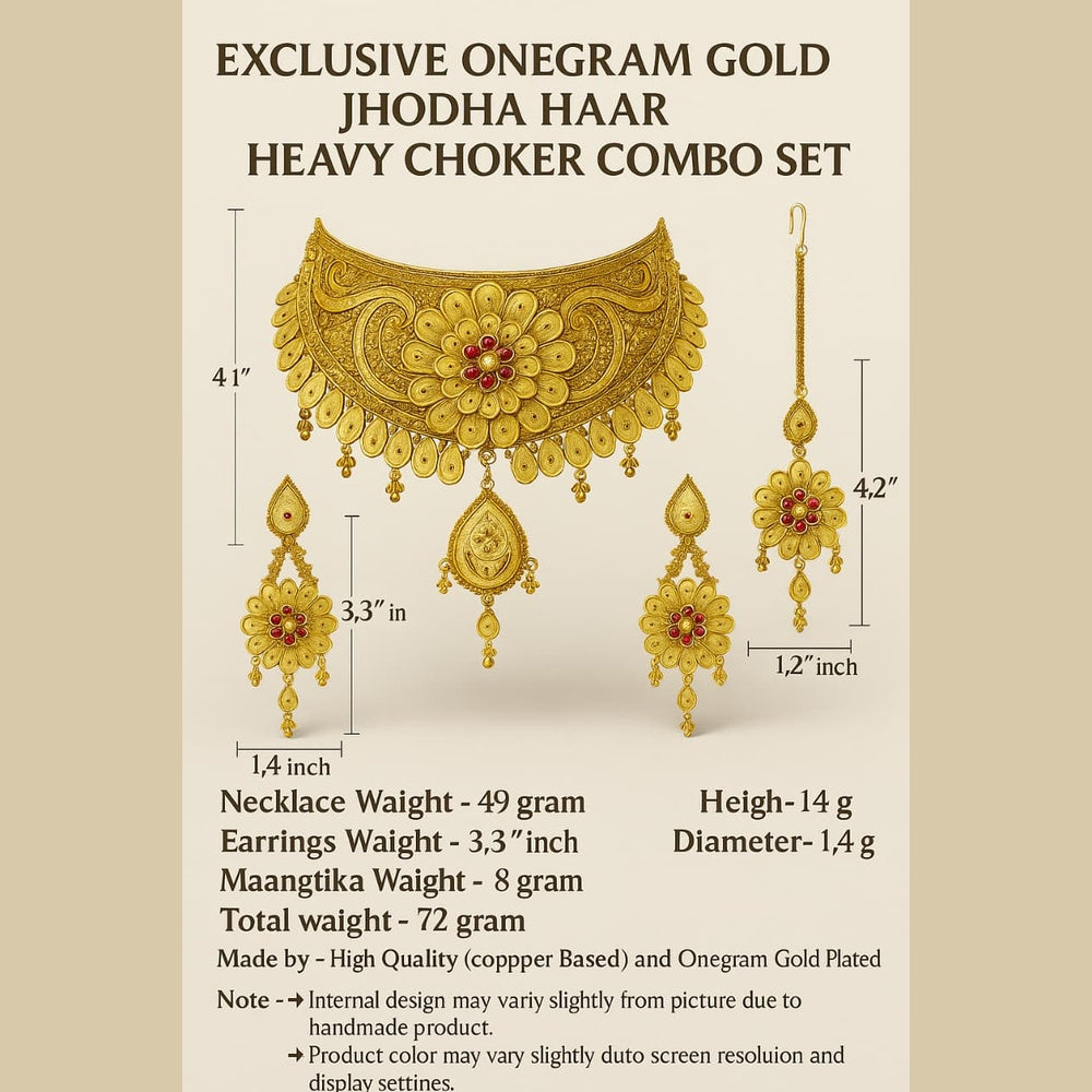 ZHOME Maangtika Detailed View – RealGold handmade choker accessory with traditional craftsmanship