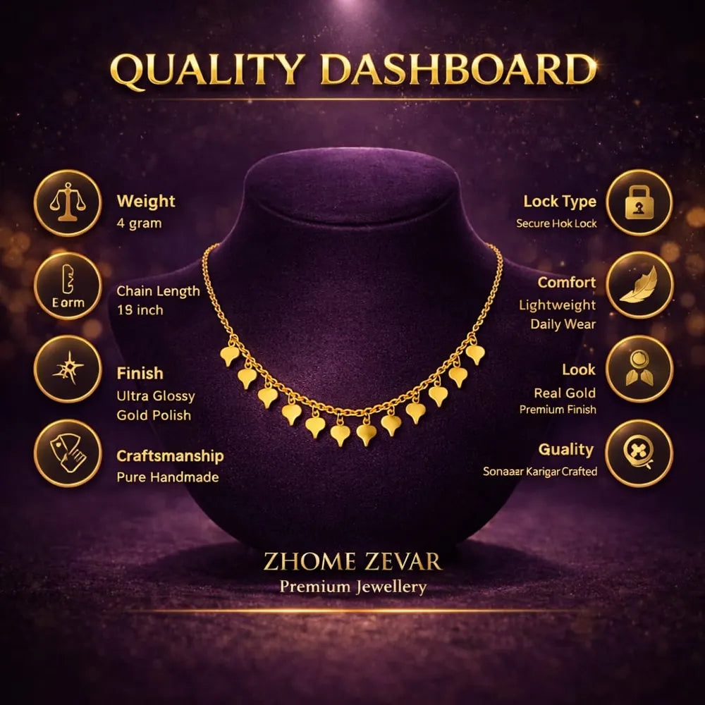 ZHome Gold Finish Heart Charm Chain Necklace for Women