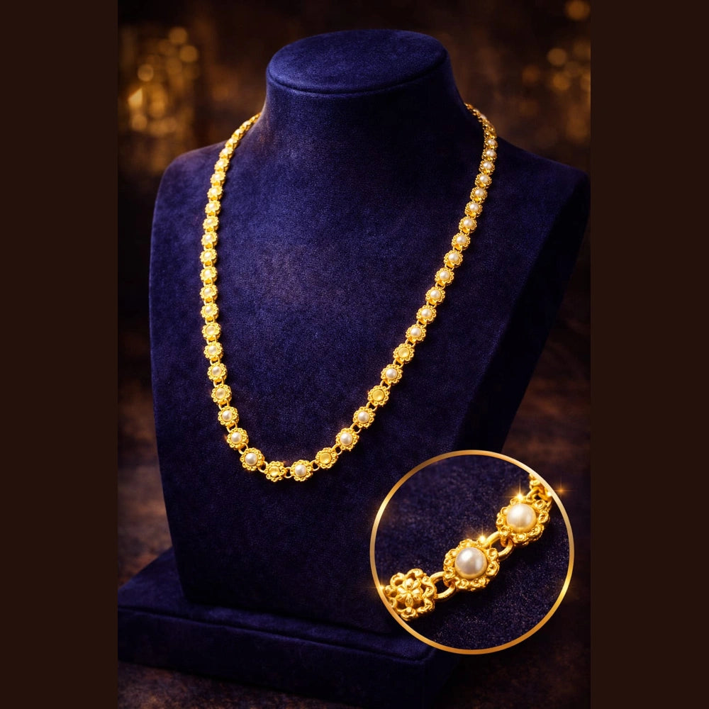 ZHome Pearl Onegram Gold Chain for Women | Lightweight 22 Inch