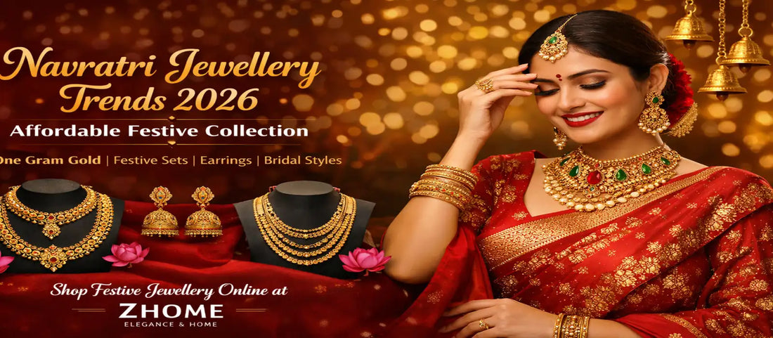 Navratri jewellery trends 2026 with one gram gold festive necklace set and earrings by ZHome