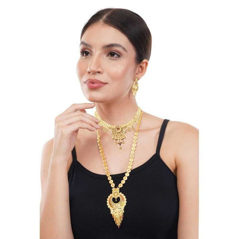 1 Gram Gold-Look Necklace Combo – Perfect Long & Short Necklace Set for Every Occasion – Anti Tarnish