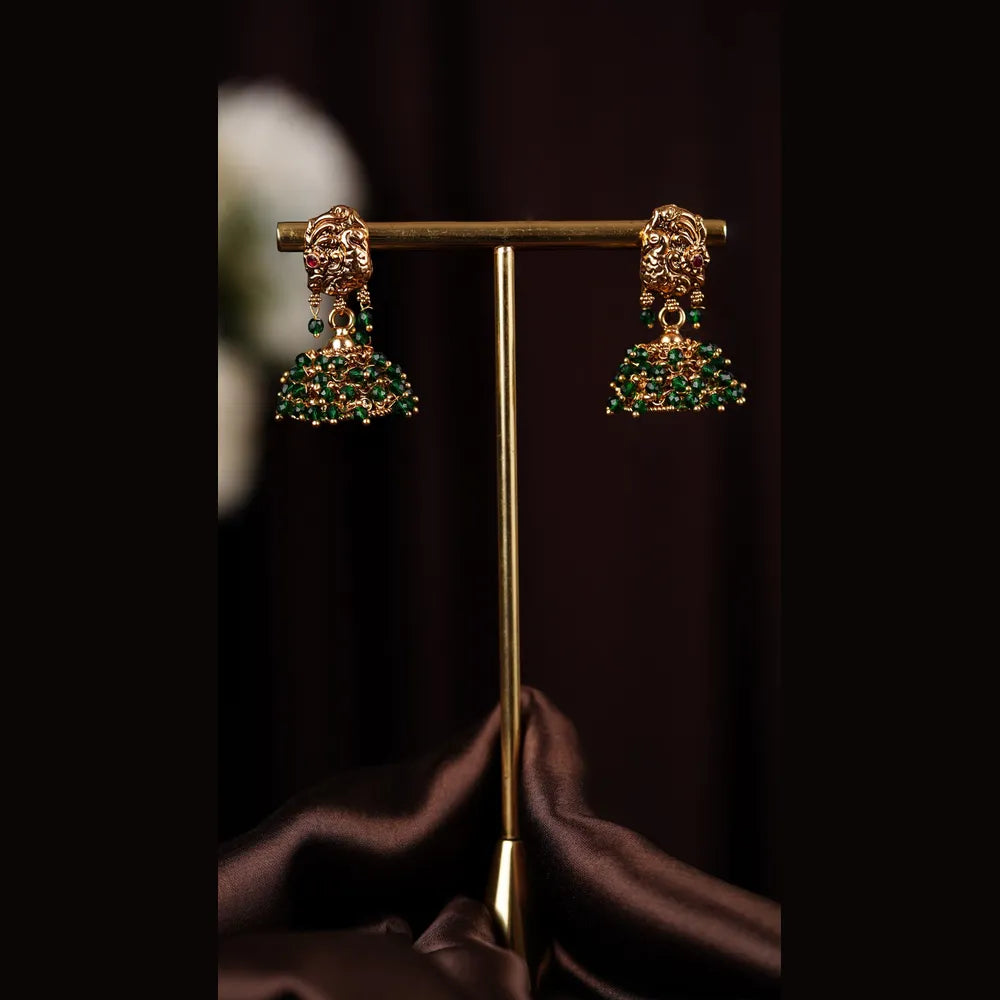 Product image of Green Beaded Layered Necklace Set Antique Gold Finish – image 4