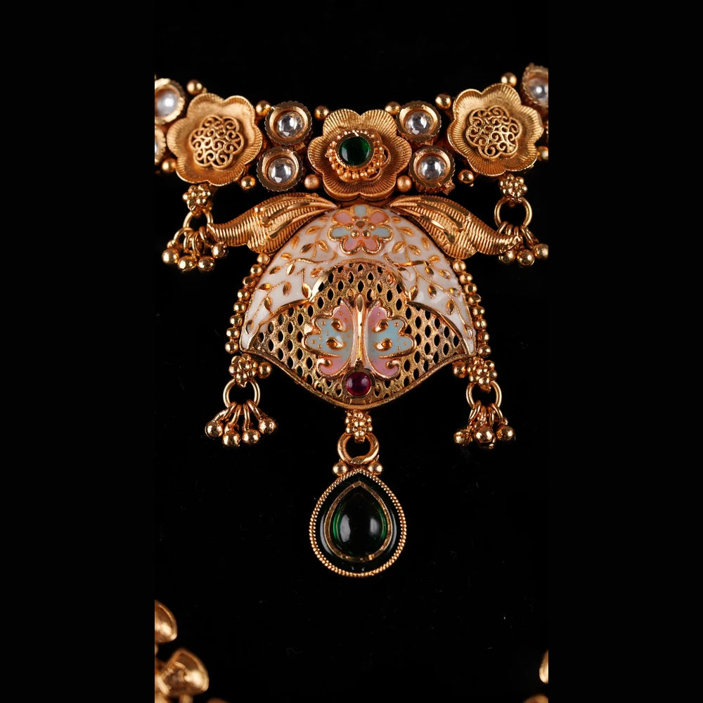 Product image of Temple Style Gold Choker Long Necklace Set Bridal Jewelry – image 3