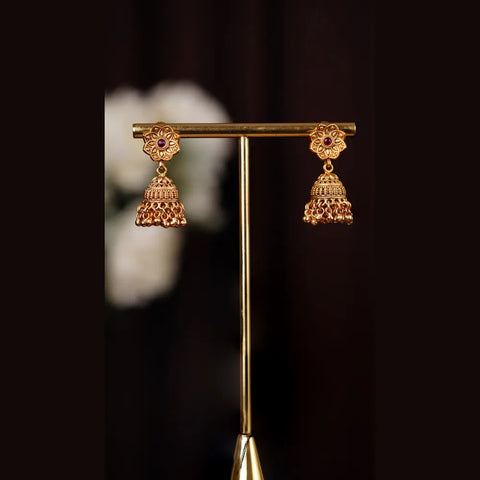 Temple Style Gold Mangalsutra Necklace Set with Earrings