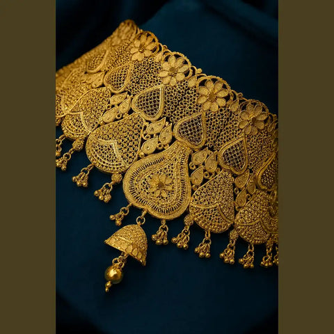 Bridal Gold Choker Necklace – Traditional Temple Jewelry Design 2025