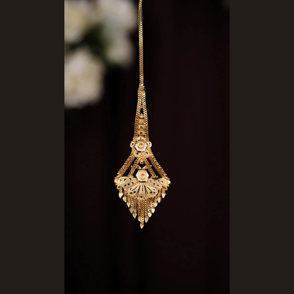 Product image of Bridal Gold Jewelry Set Necklace Earrings Ring Maang Tikka – image 3