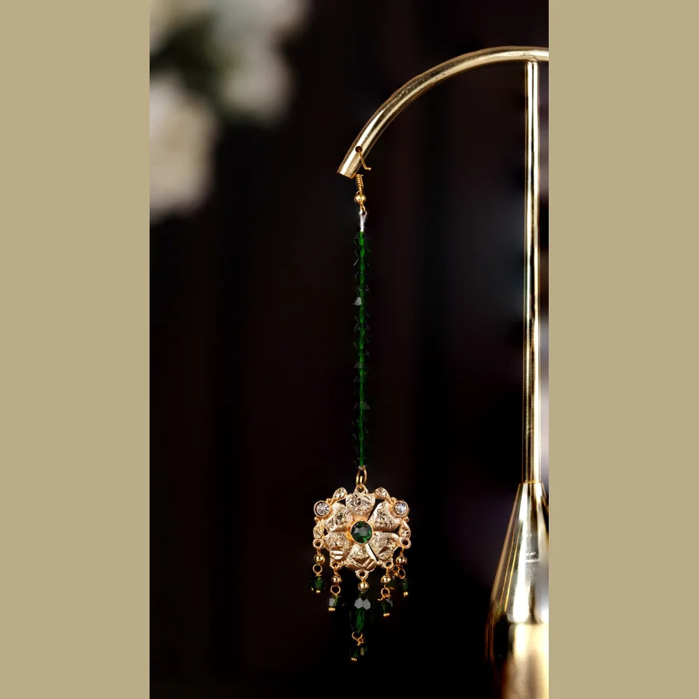 Product image of Bridal Kundan Jewellery Set Green Beaded Necklace Earrings – image 14