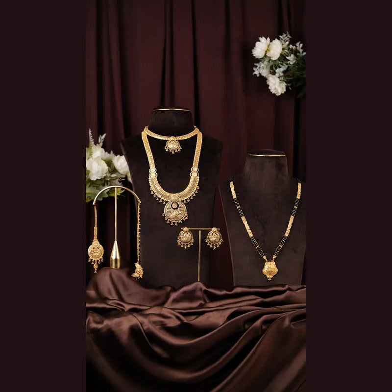 Antique Gold-Plated Temple Jewellery Set for Brides – Traditional South Indian Look