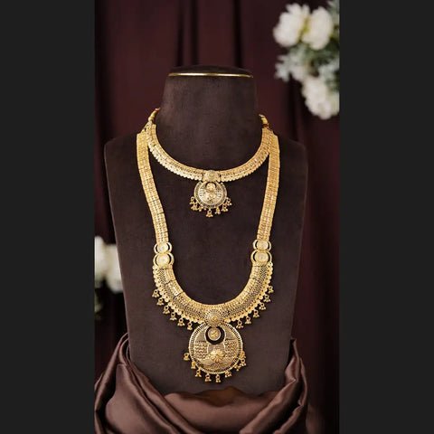 Antique Gold-Plated Temple Jewellery Set for Brides – Traditional South Indian Look