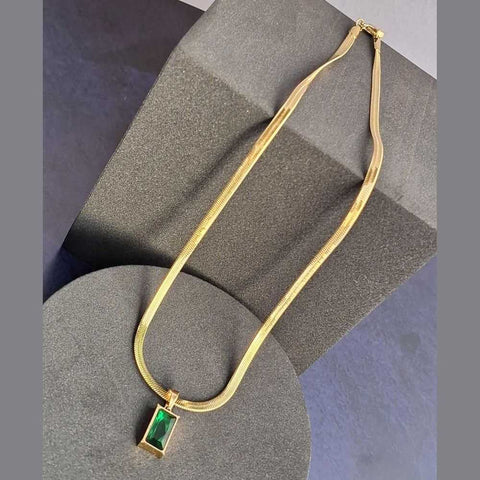 Antitarnish Stainless Steel Gold-Plated Exquisite Short Necklace Chain with Pendant – Real Gold Look Design for Parties & Special Events
