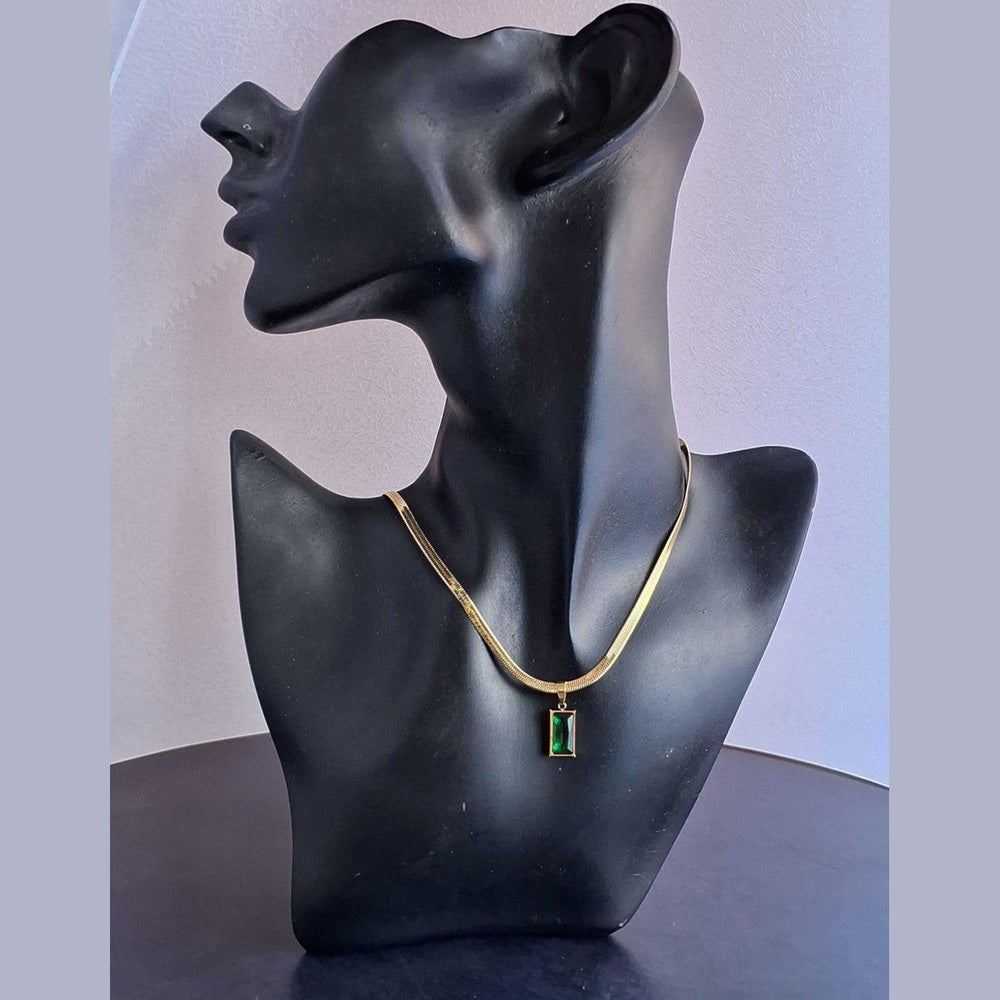 Antitarnish Stainless Steel Gold-Plated Exquisite Short Necklace Chain with Pendant – Real Gold Look Design for Parties & Special Events