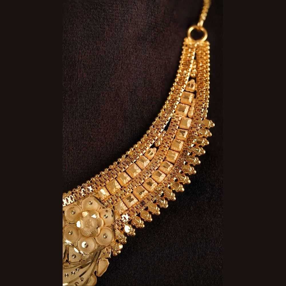 Bridal Gold Jewelry Set – Necklace, Earrings, Ring & Maang Tikka