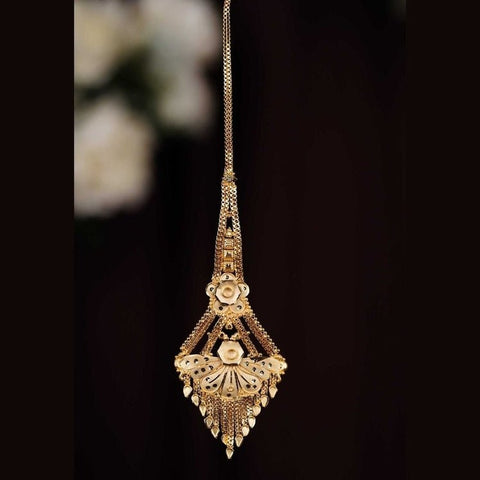 Bridal Gold Jewelry Set – Necklace, Earrings, Ring & Maang Tikka
