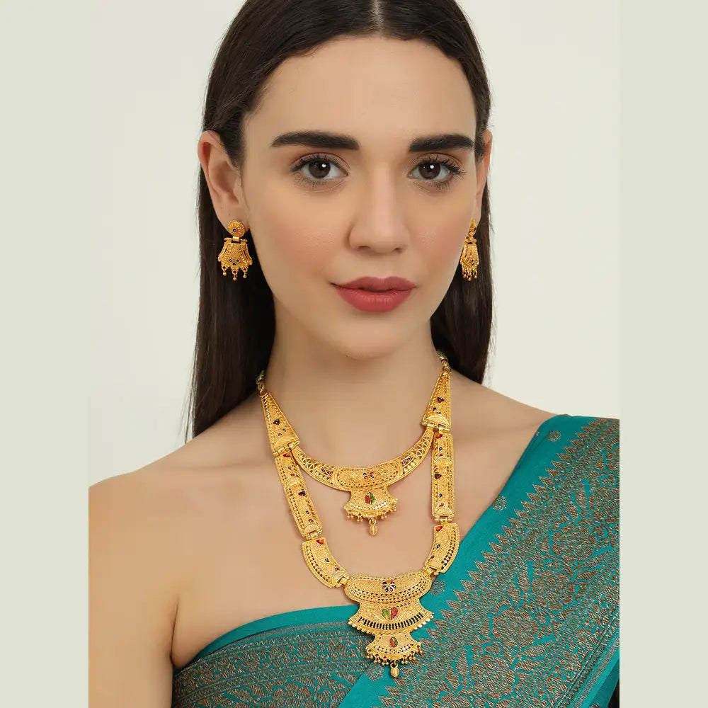 Exquisite 22K Gold-Plated Long Necklace – A Statement of Elegance