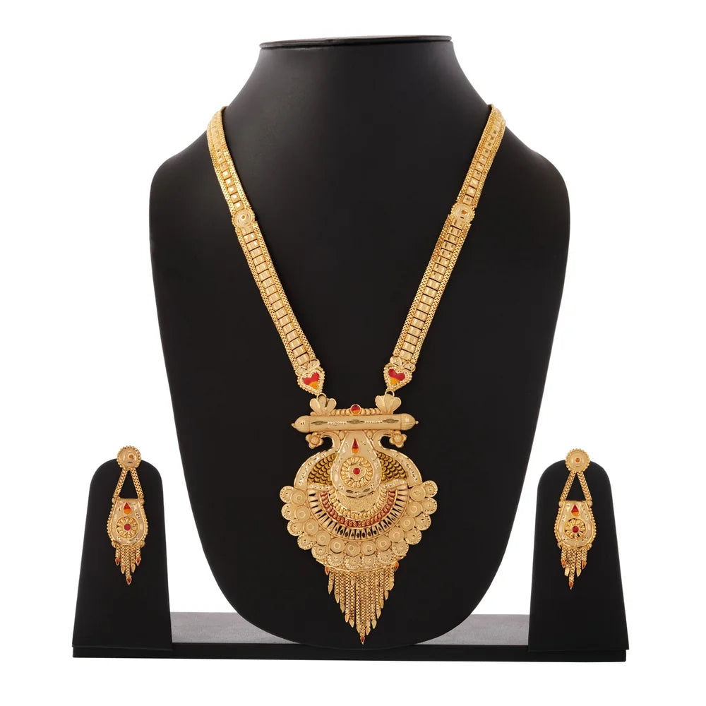 Long Necklace Jewelry Set – Real Gold Look Design for Weddings & Special Occasions