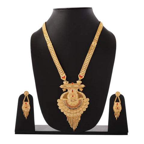 Long Necklace Jewelry Set – Real Gold Look Design for Weddings & Special Occasions