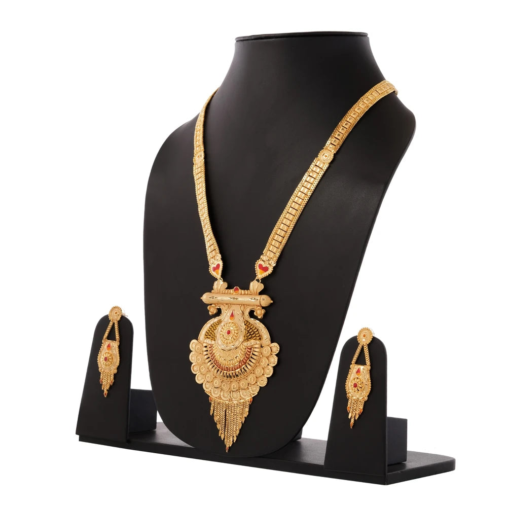 Long Necklace Jewelry Set – Real Gold Look Design for Weddings & Special Occasions