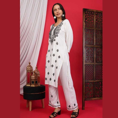 Elegant Chikan Wear Palazzo Set: Timeless Comfort & Style