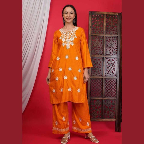 Elegant Chikan Wear Palazzo Set: Timeless Comfort & Style