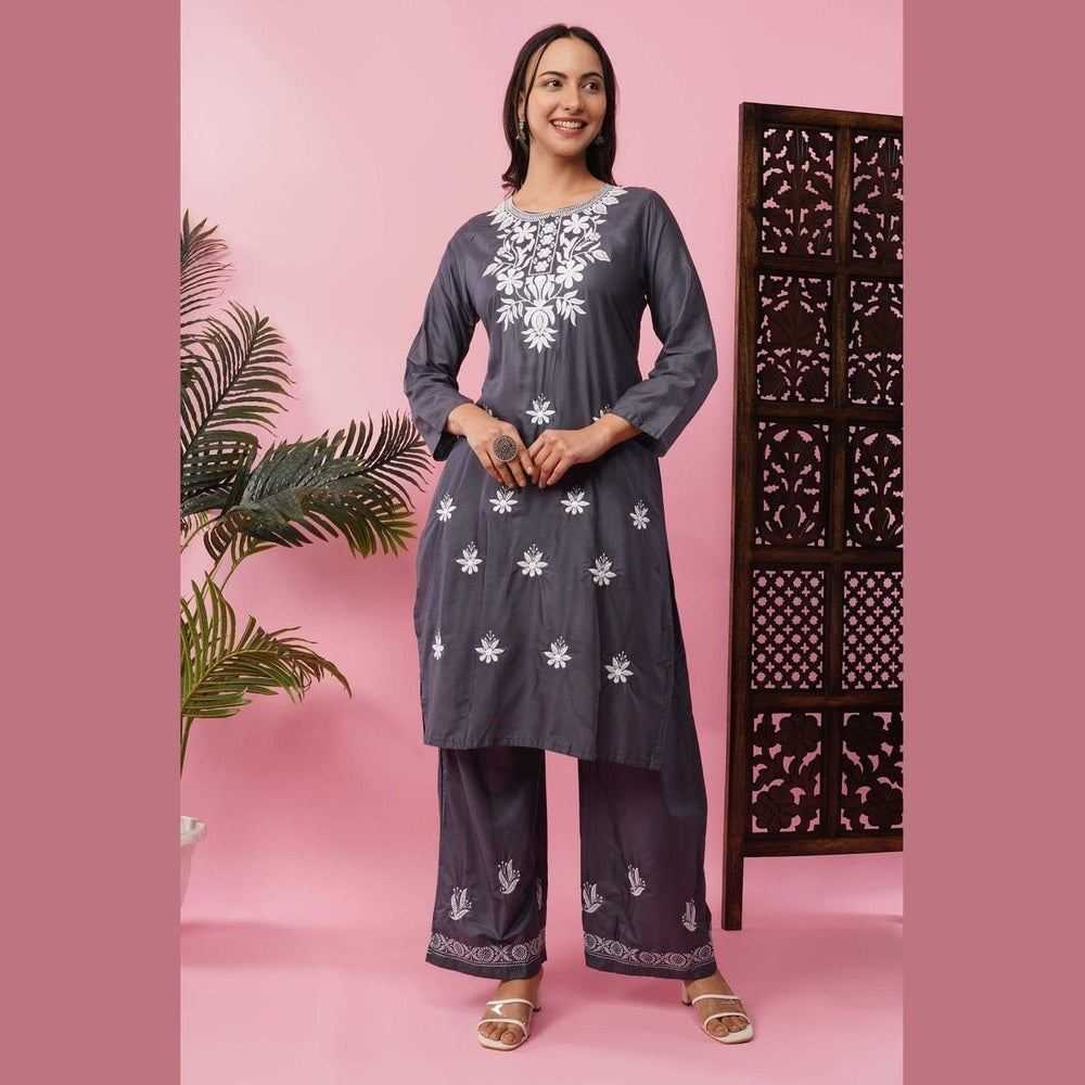 Elegant Chikan Wear Palazzo Set: Timeless Comfort & Style