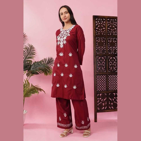 Elegant Chikan Wear Palazzo Set: Timeless Comfort & Style