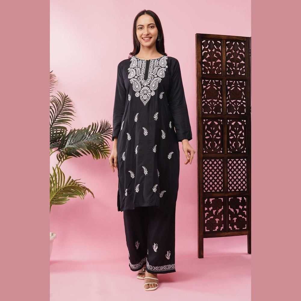 Elegant Chikan Wear Palazzo Set: Timeless Comfort & Style