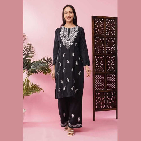 Elegant Chikan Wear Palazzo Set: Timeless Comfort & Style