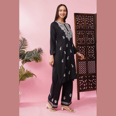 Elegant Chikan Wear Palazzo Set: Timeless Comfort & Style