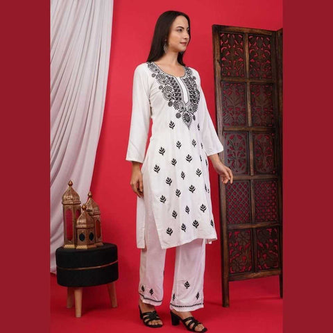Elegant Chikan Wear Palazzo Set: Timeless Comfort & Style