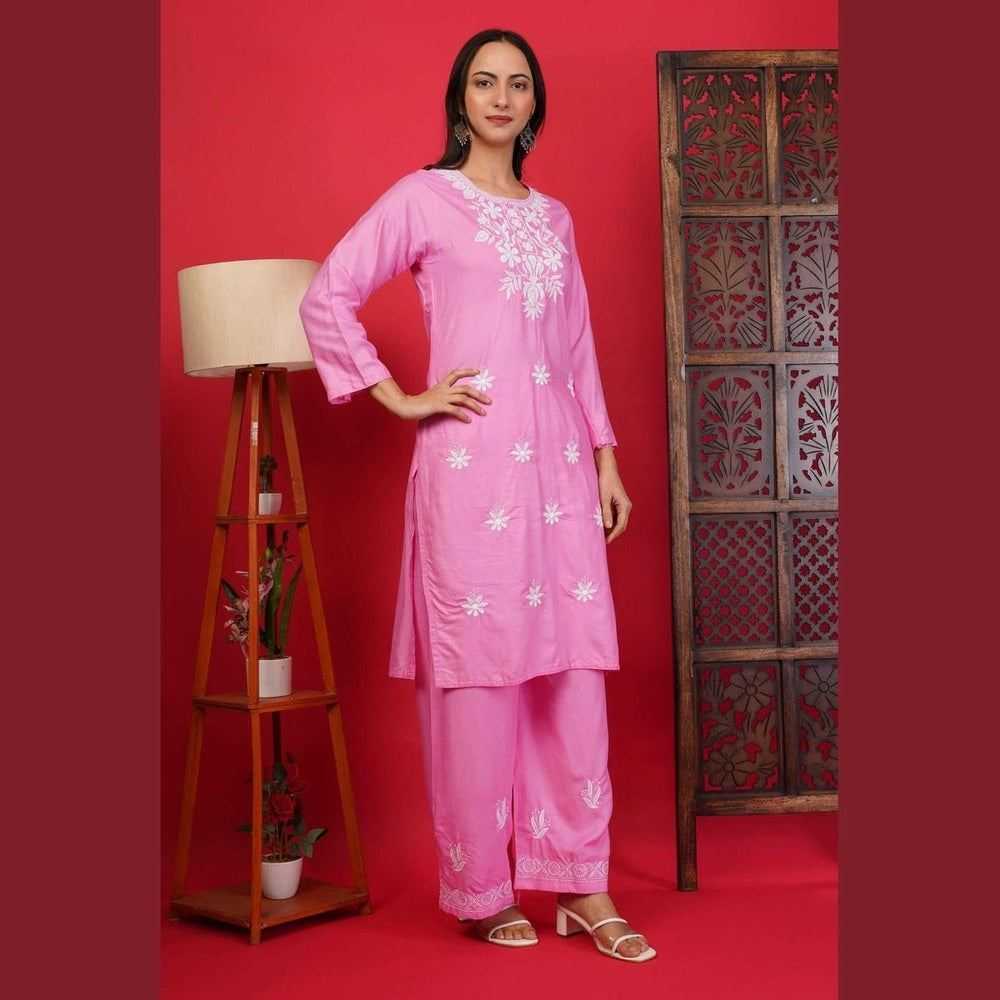 Elegant Chikan Wear Palazzo Set: Timeless Comfort & Style
