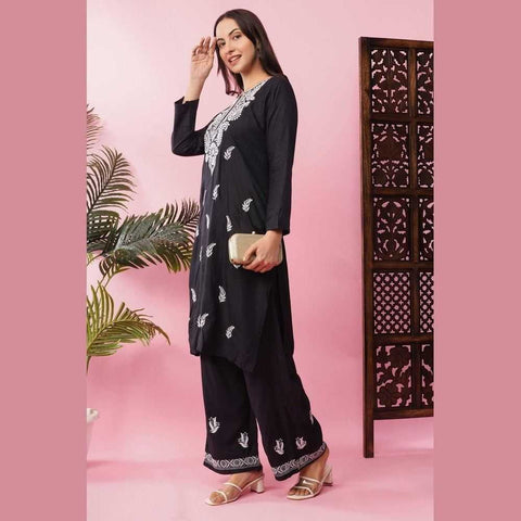 Elegant Chikan Wear Palazzo Set: Timeless Comfort & Style
