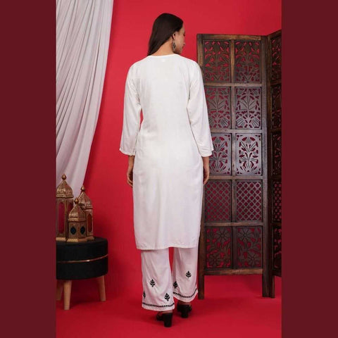 Elegant Chikan Wear Palazzo Set: Timeless Comfort & Style