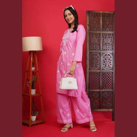 Elegant Chikan Wear Palazzo Set: Timeless Comfort & Style