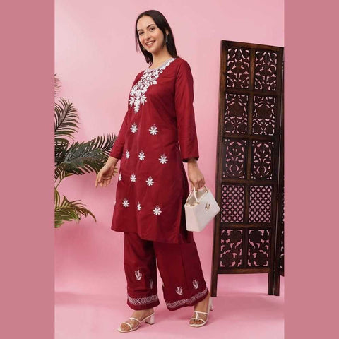Elegant Chikan Wear Palazzo Set: Timeless Comfort & Style